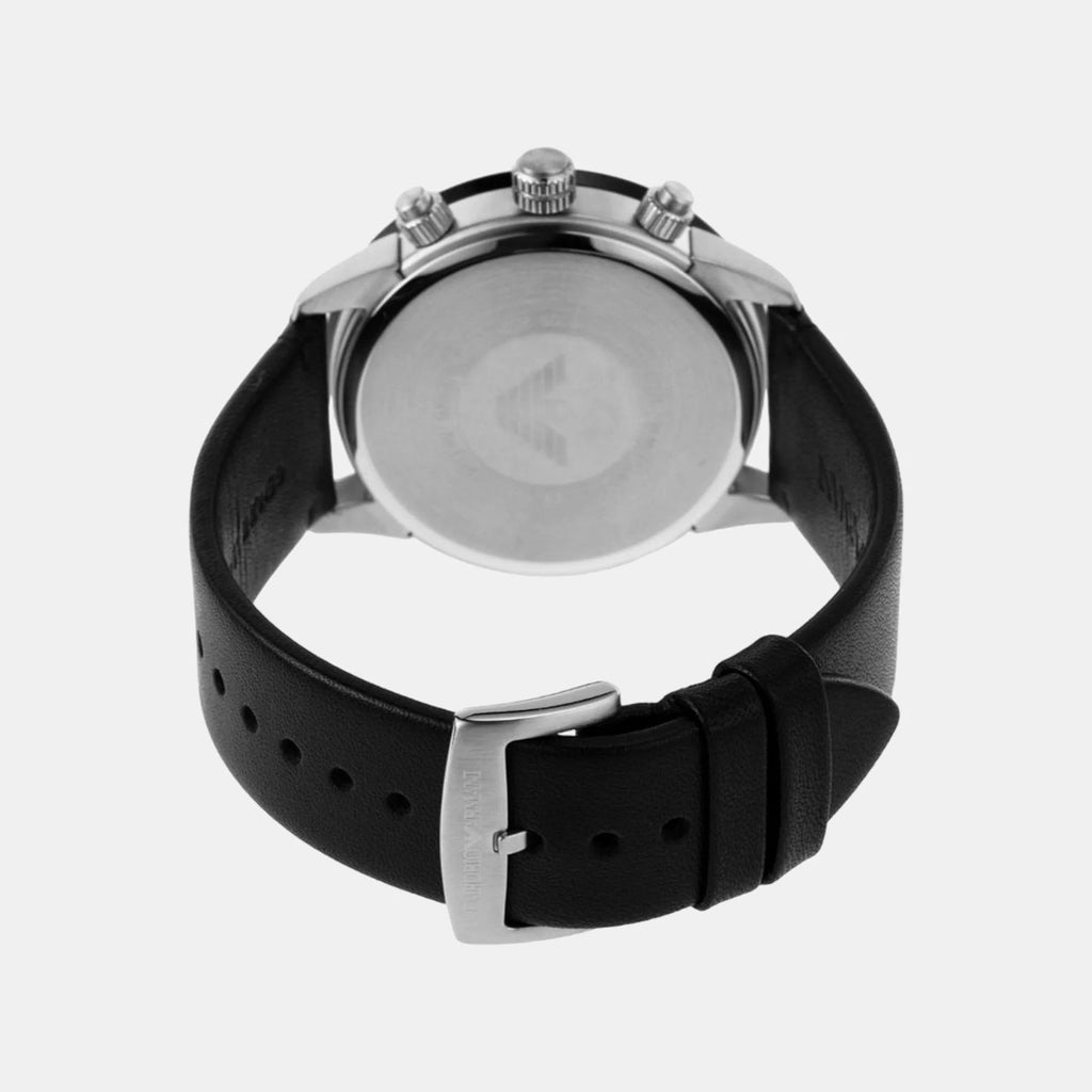 Mario Men Quartz Black Dial Chronograph Leather Watch AR11243