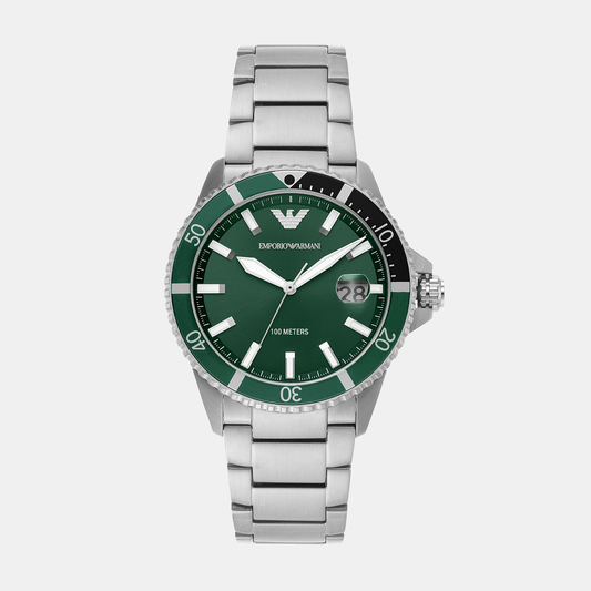 Men Quartz Green Dial Analog Stainless Steel Watch AR11338