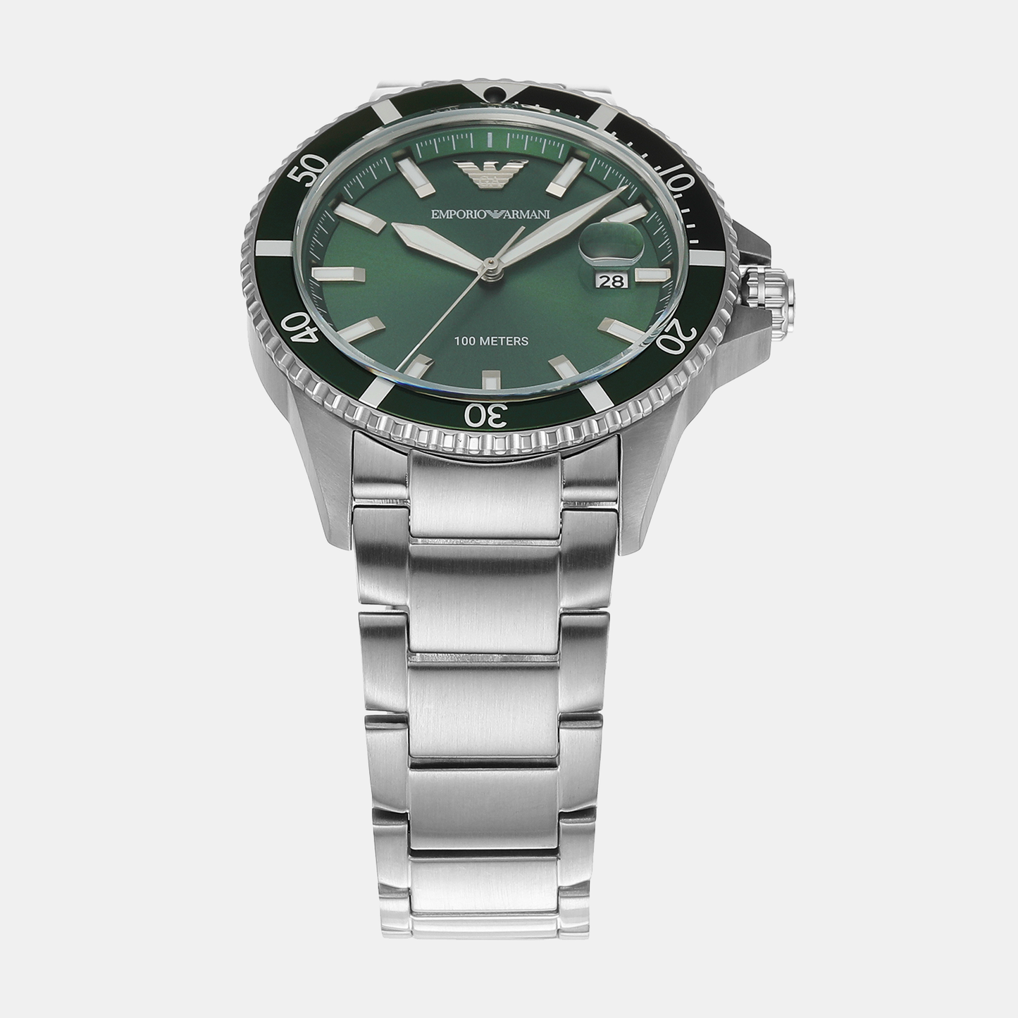 Men Quartz Green Dial Analog Stainless Steel Watch AR11338