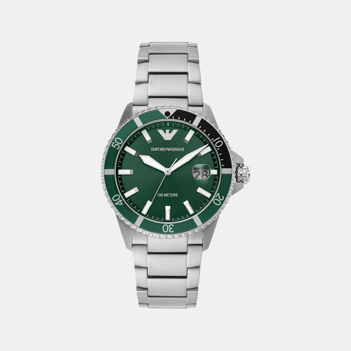 World Explorer Men Quartz Green Dial Analog Stainless Steel Watch AR11338