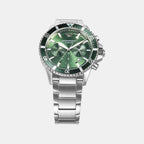 World Explorer Men Quartz Green Dial Chronograph Stainless Steel Watch AR11500