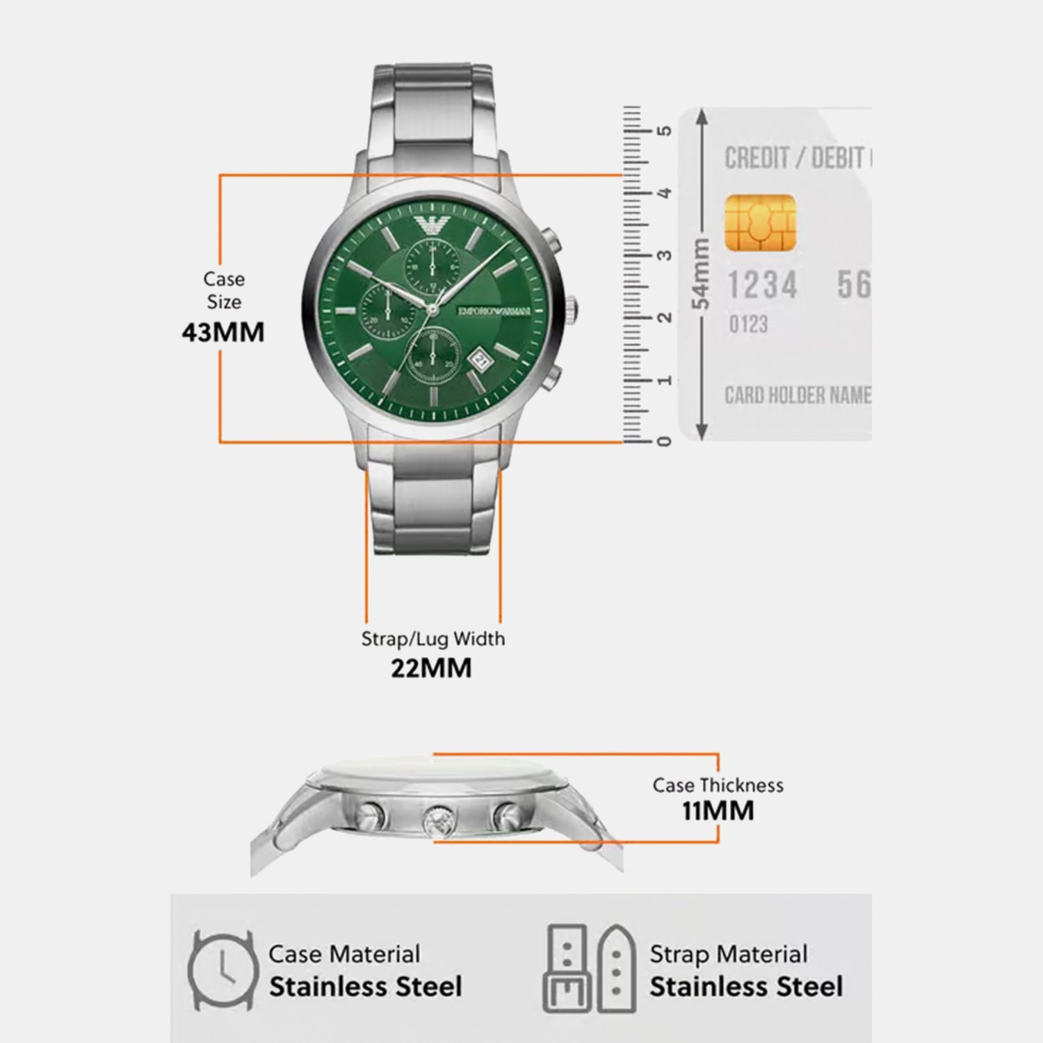 Renato Men Quartz Green Dial Chronograph Stainless Steel Watch AR11507