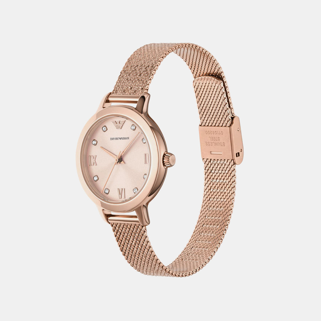 Cleo Women Quartz Rose Gold Dial Analog Mesh Watch AR11512