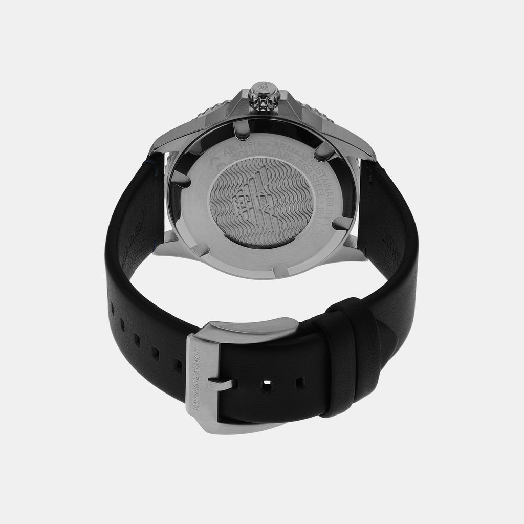 Emporio Armani Leather Silver watch