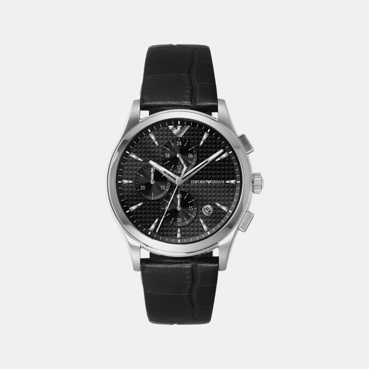 Paolo Men Quartz Black Dial Chronograph Leather Watch AR11530