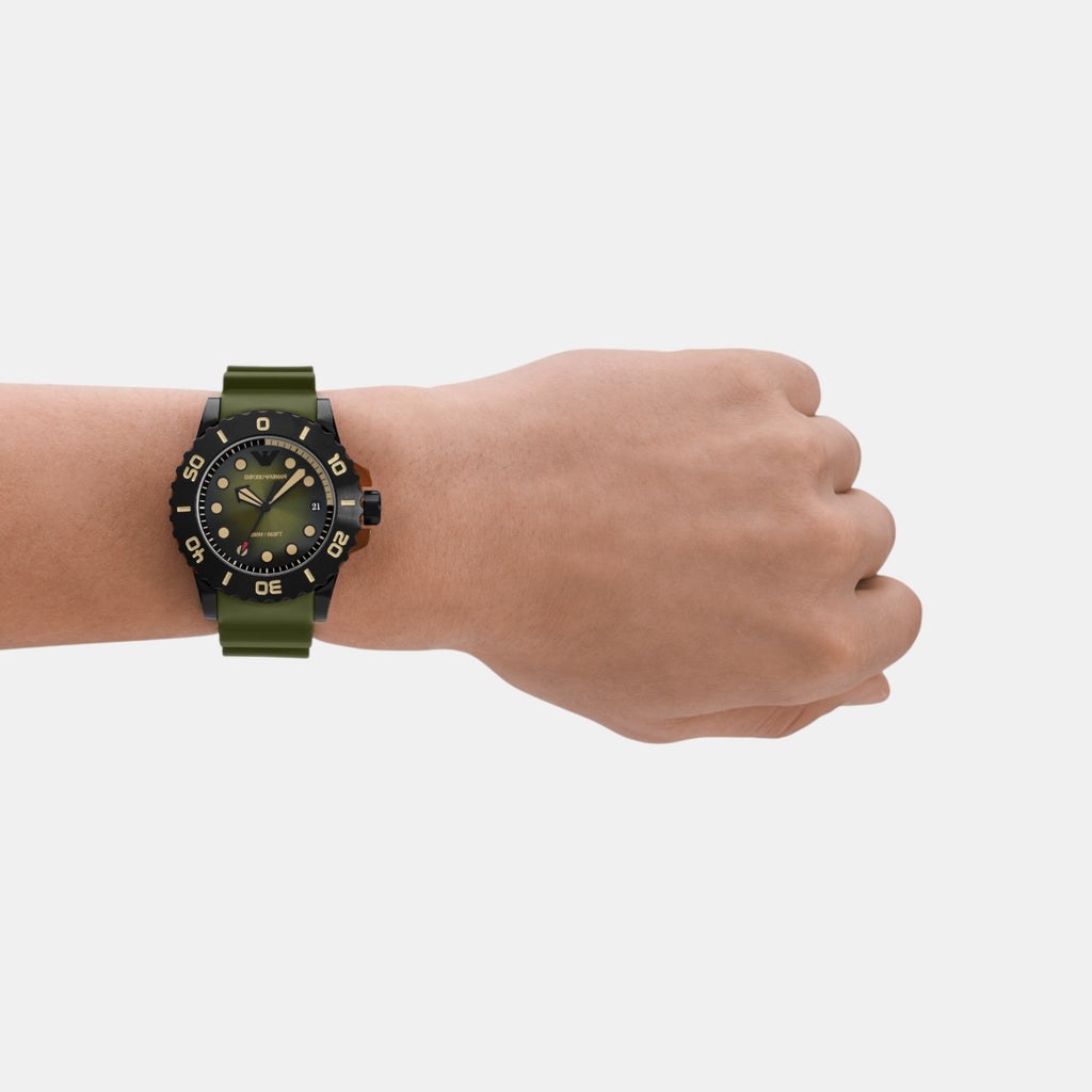 Men Quartz Green Dial Analog Polyester Watch AR11540