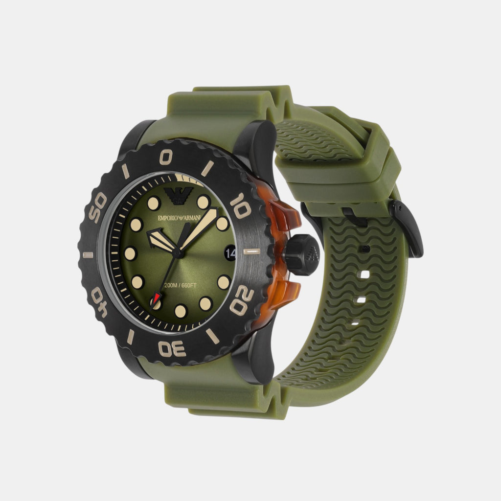 Men Quartz Green Dial Analog Polyester Watch AR11540