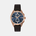 Men Quartz Blue Dial Chronograph Leather Watch AR11554
