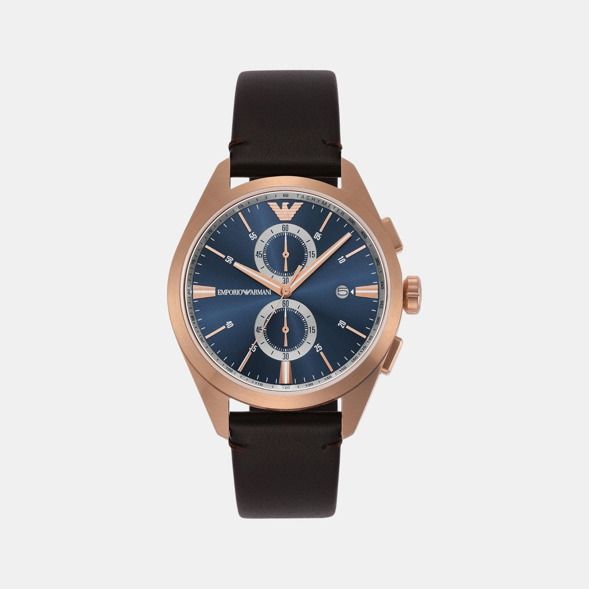 Men Quartz Blue Dial Chronograph Leather Watch AR11554