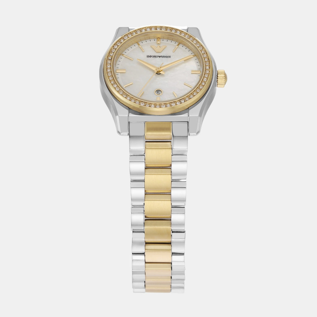 Women Quartz Mother Of Pearl Dial Analog Stainless Steel Watch AR11559