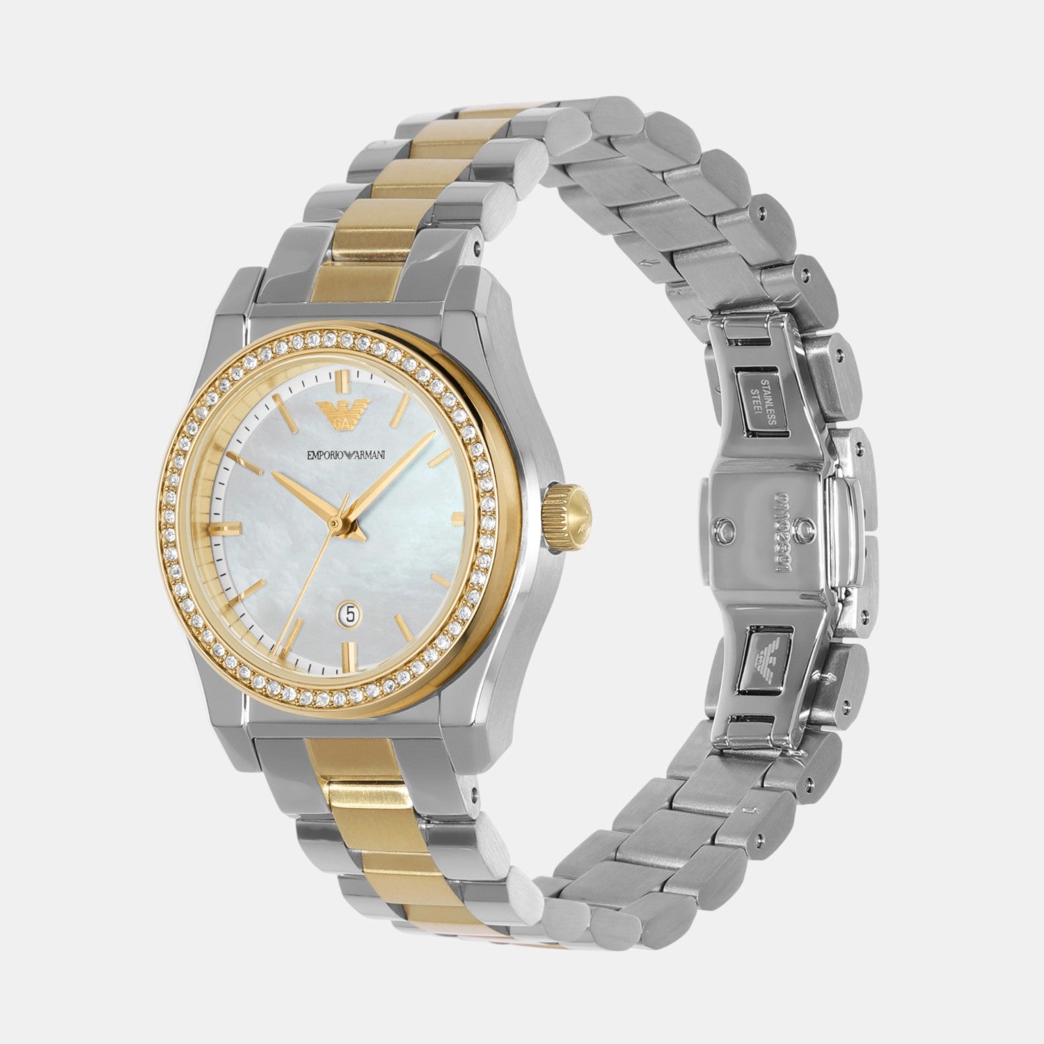 Women Quartz Mother Of Pearl Dial Analog Stainless Steel Watch AR11559