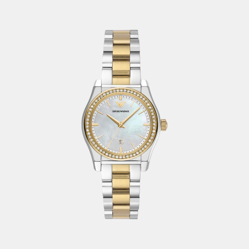 Women Quartz Mother Of Pearl Dial Analog Stainless Steel Watch AR11559