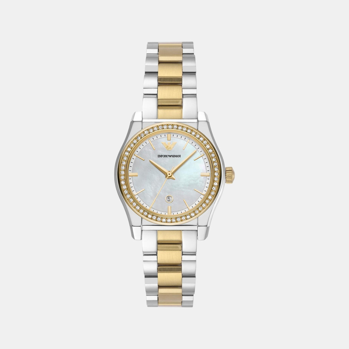 Women Quartz Mother Of Pearl Dial Analog Stainless Steel Watch AR11559