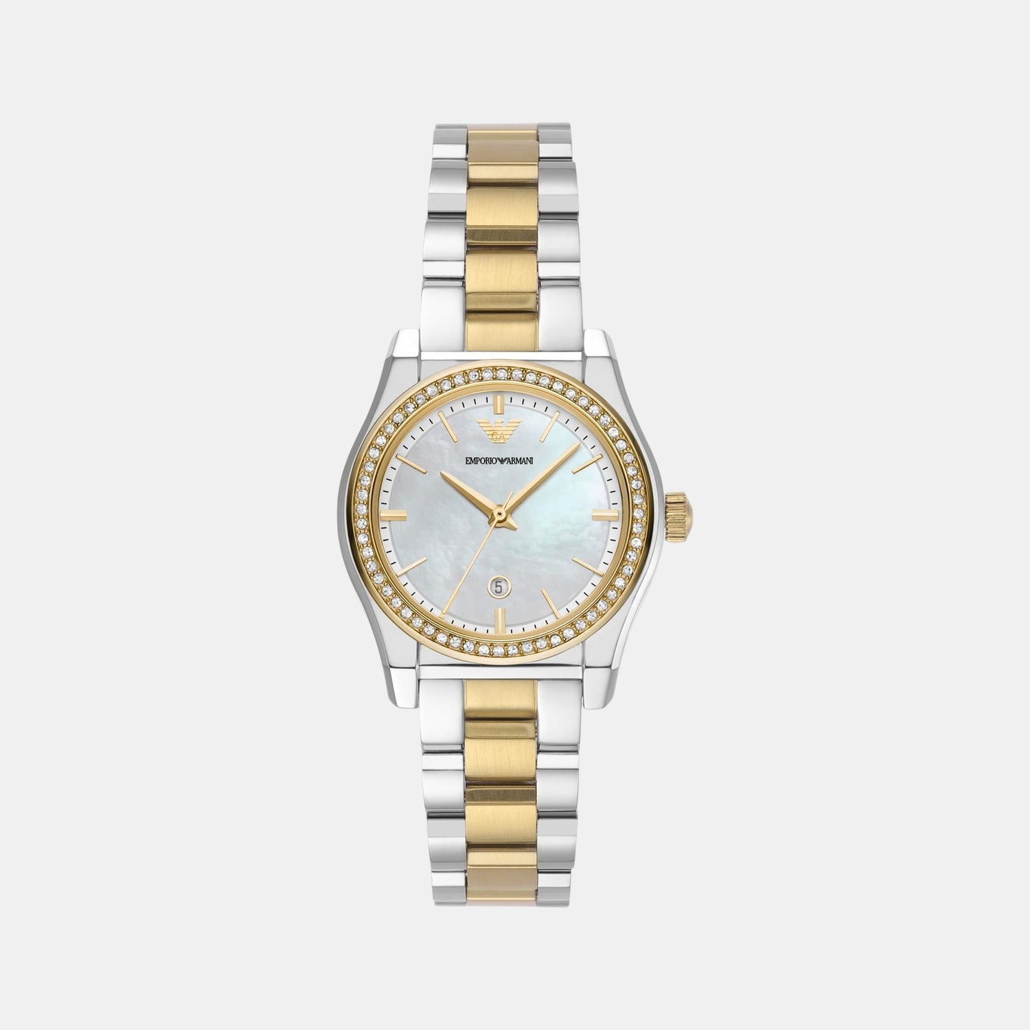 Women Quartz Mother Of Pearl Dial Analog Stainless Steel Watch AR11559