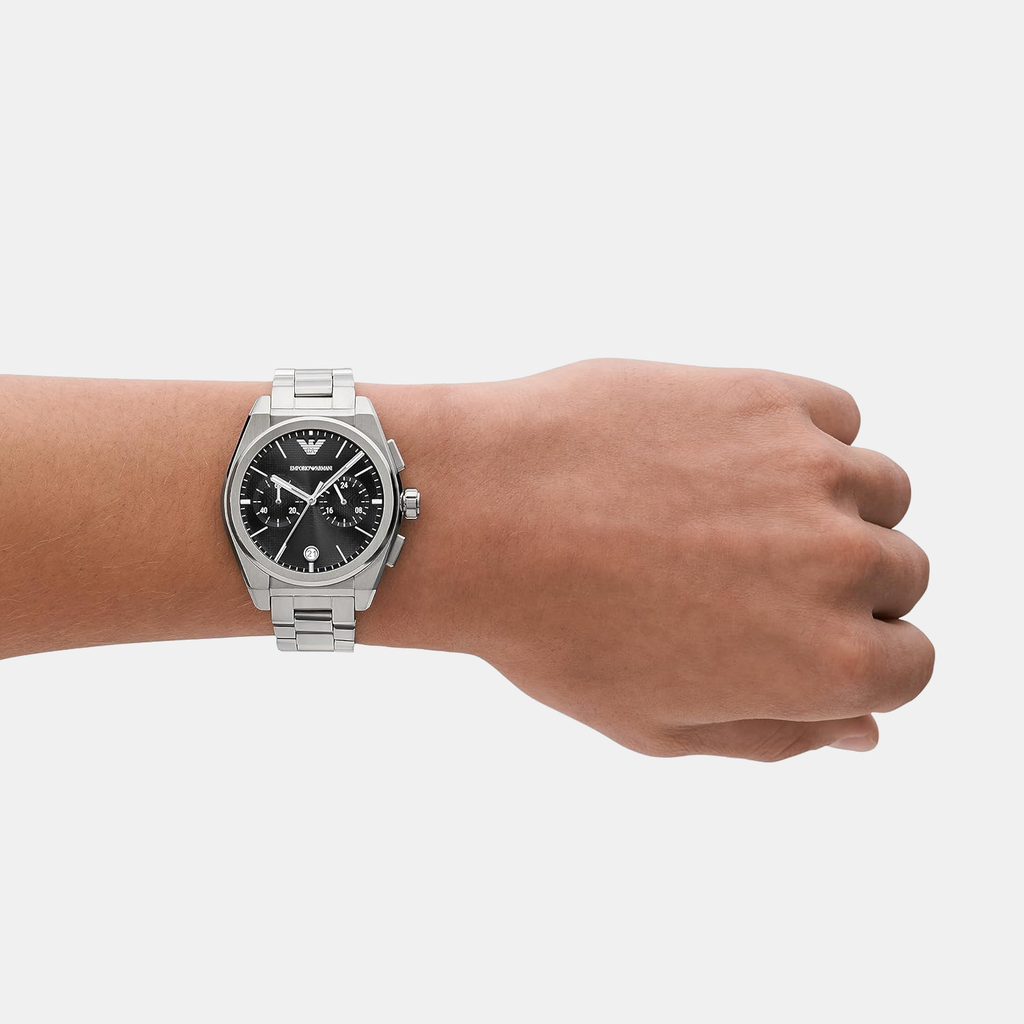 Federico Men Quartz Black Dial Chronograph Stainless Steel Watch AR11560