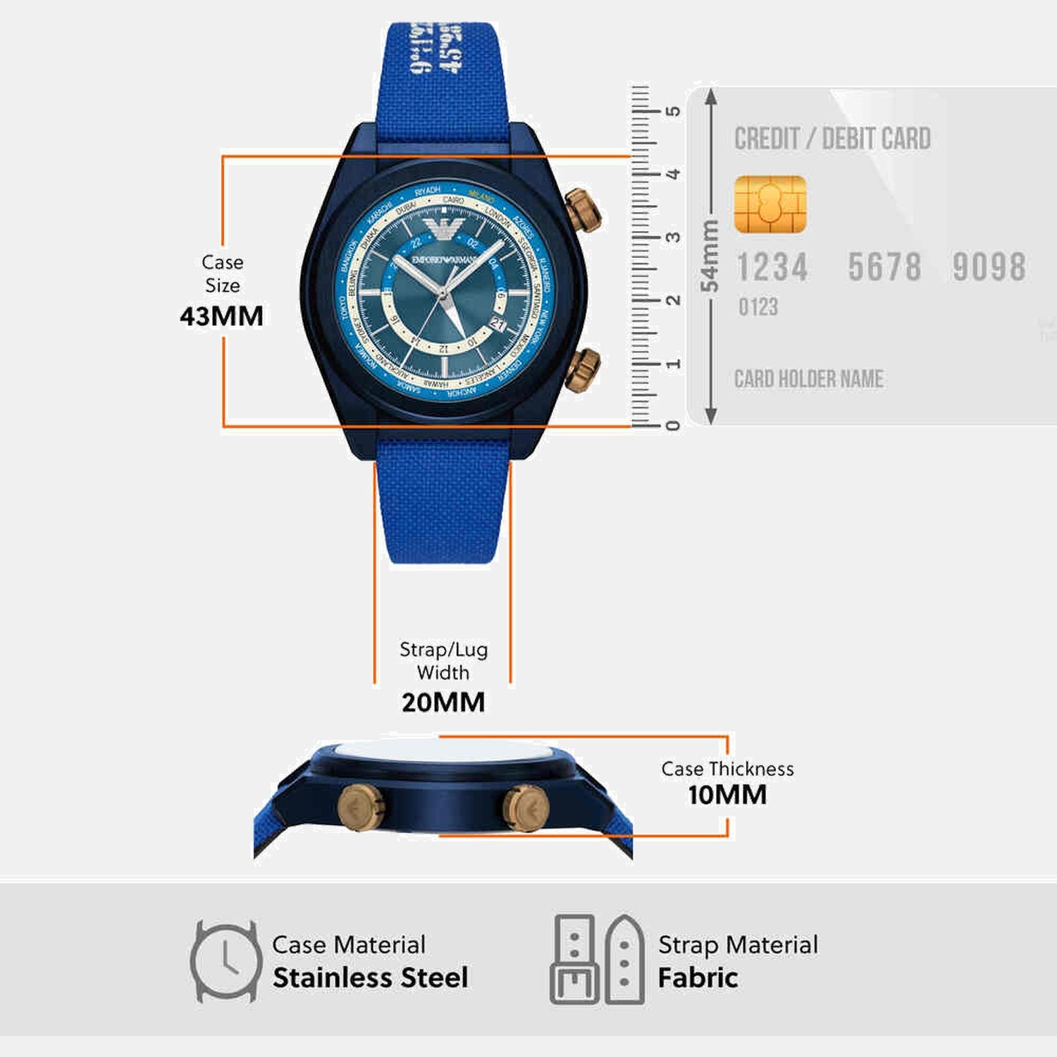 Men Quartz Blue Dial Analog Fabric Watch AR11564