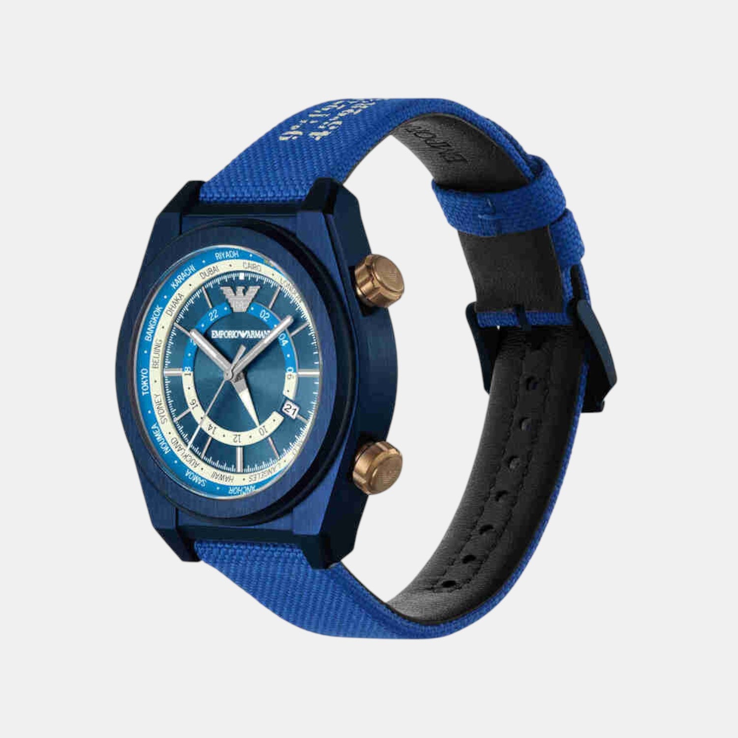 Men Quartz Blue Dial Analog Fabric Watch AR11564