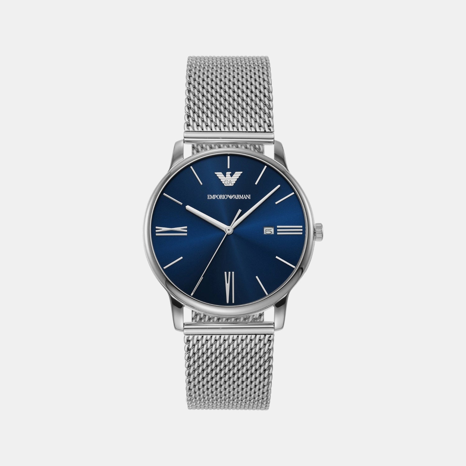 Minimalist Men Quartz Blue Dial Analog Stainless Steel Watch AR11571