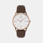 Minimalist Men Quartz White Dial Analog Leather Watch AR11572