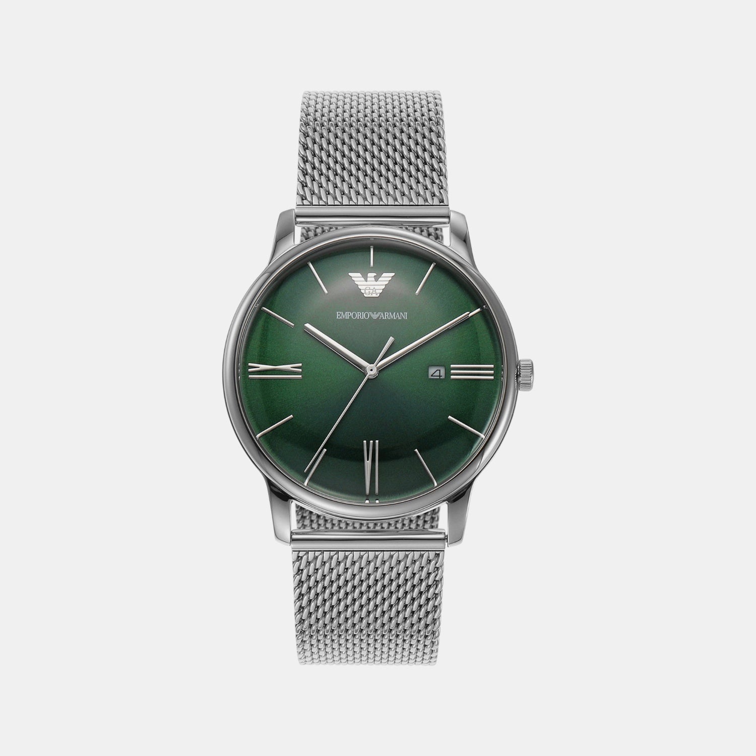 Minimalist Men Quartz Green Dial Analog Stainless Steel Watch AR11578