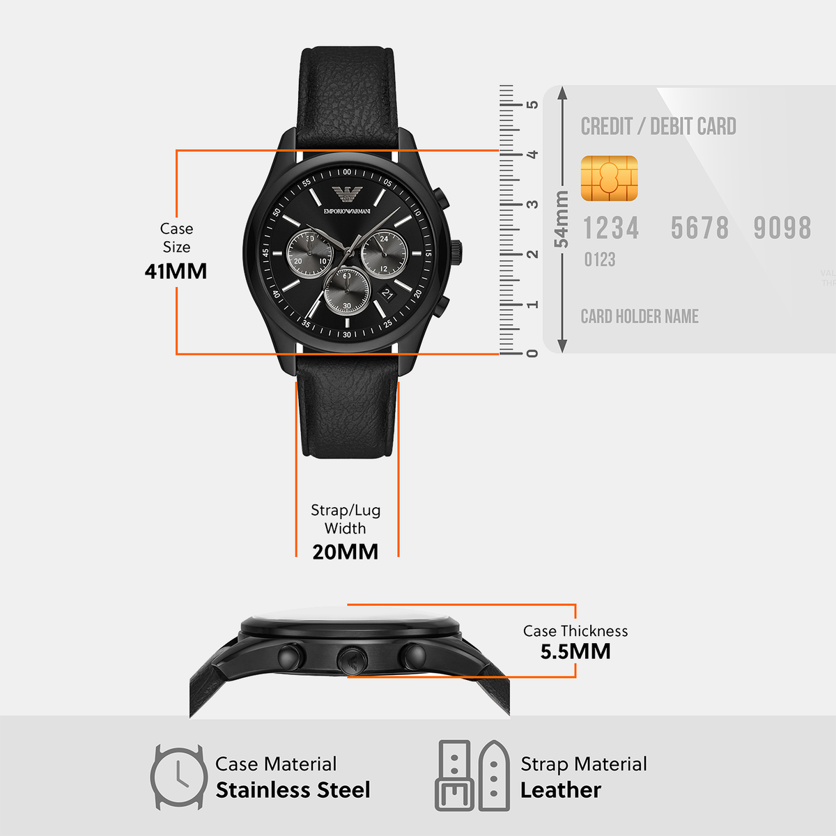 Emporio Armani 41 mm Black Quartz watch