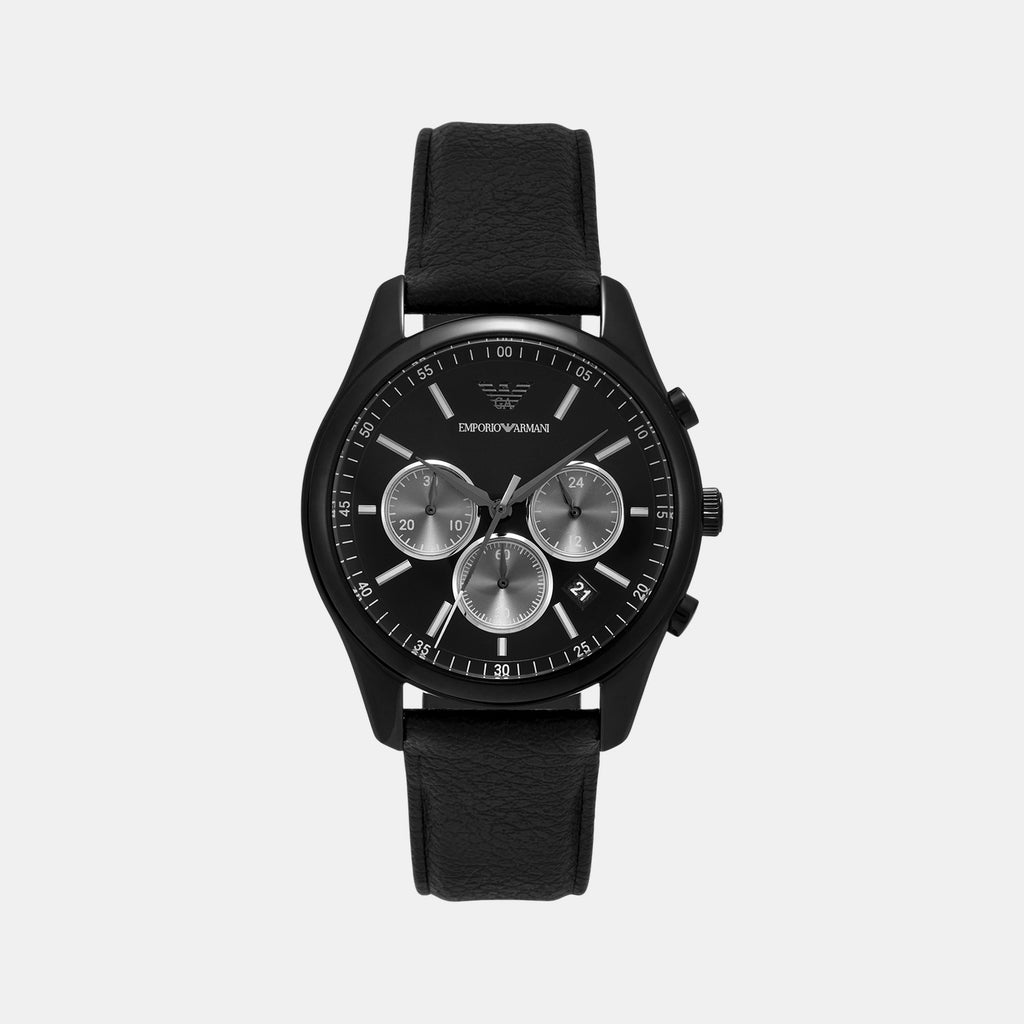 Antonio Men Quartz Black Dial Chronograph Leather Watch AR11583