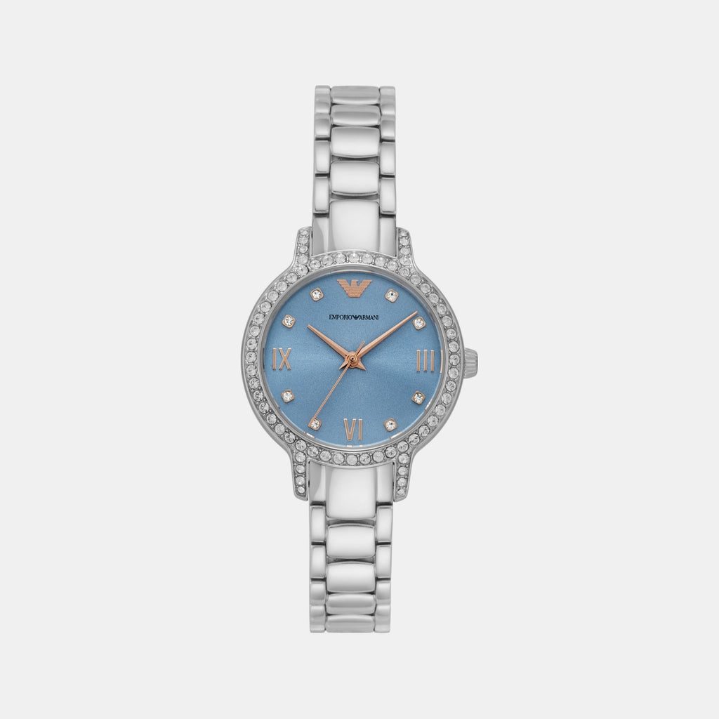 Women Quartz Blue Dial Analog Stainless Steel Watch AR11585