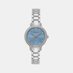 Women Quartz Blue Dial Analog Stainless Steel Watch AR11585