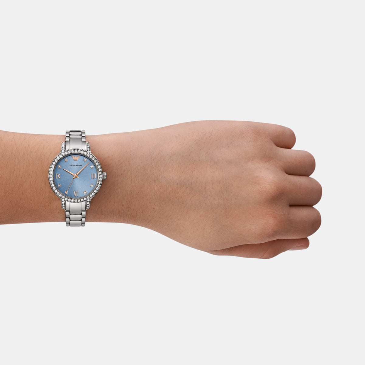 Women Quartz Blue Dial Analog Stainless Steel Watch AR11585