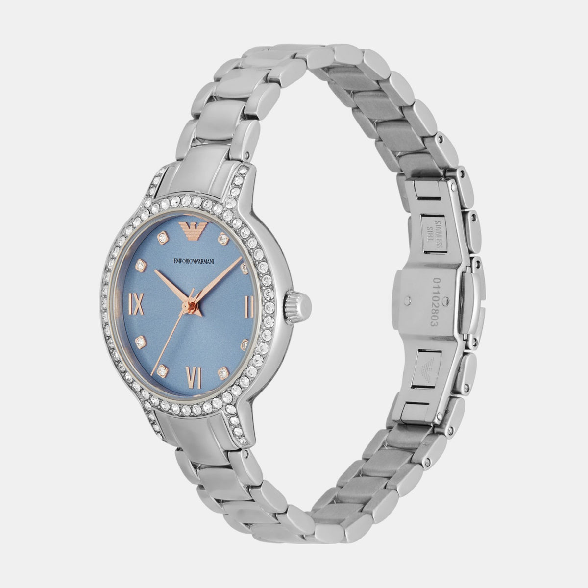 Women Quartz Blue Dial Analog Stainless Steel Watch AR11585