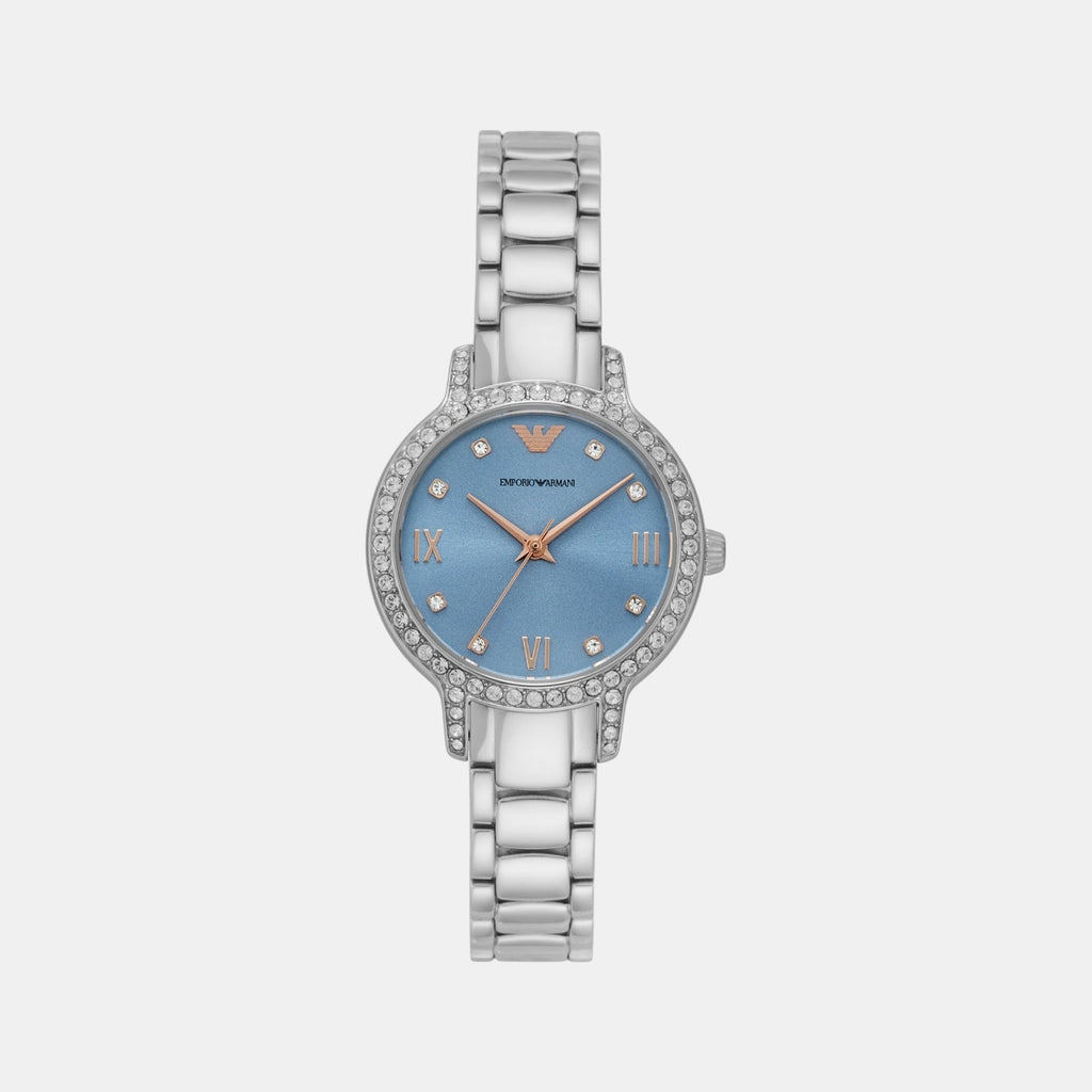 Women Quartz Blue Dial Analog Stainless Steel Watch AR11585