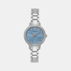 Women Quartz Blue Dial Analog Stainless Steel Watch AR11585