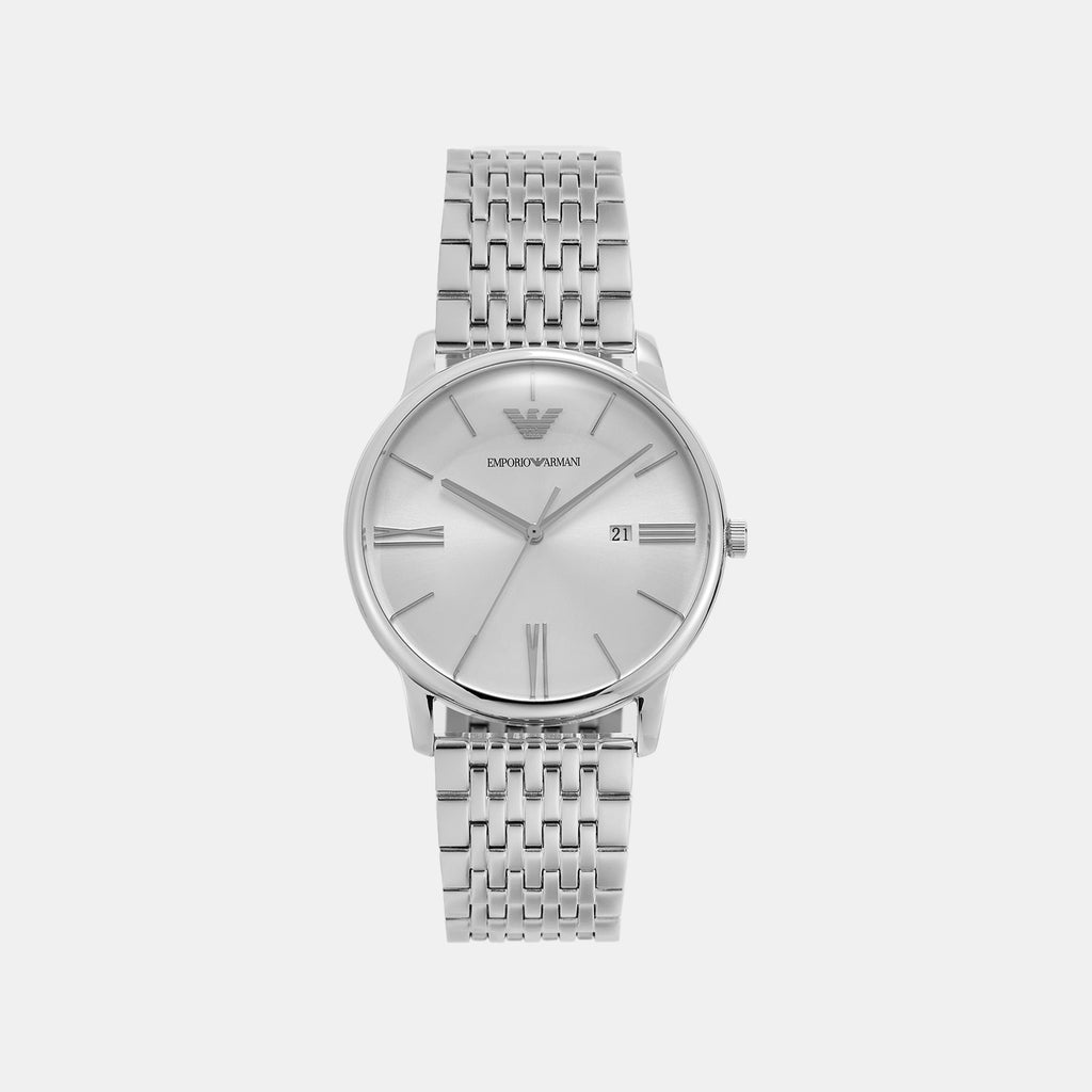 Minimalist Men Quartz White Dial Analog Stainless Steel Watch AR11599