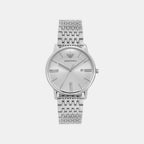 Minimalist Men Quartz White Dial Analog Stainless Steel Watch AR11599
