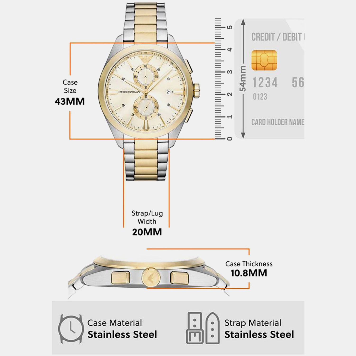 Claudio Men Quartz Cream Dial Chronograph Stainless Steel Watch AR11605