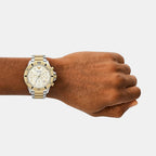 world explorer Men Quartz Cream Dial Chronograph Stainless Steel Watch AR11606
