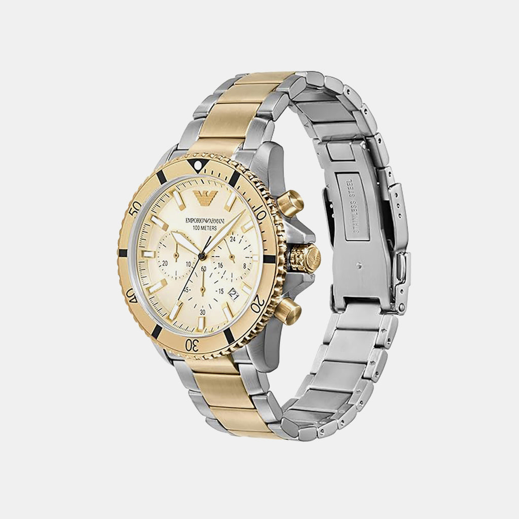 world explorer Men Quartz Cream Dial Chronograph Stainless Steel Watch AR11606