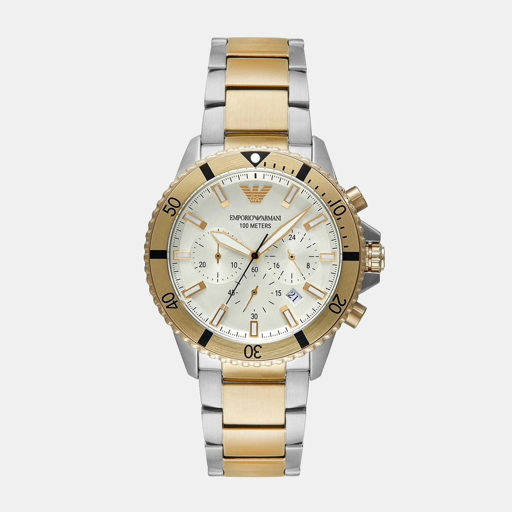 Emporio Armani Round Cream Chronograph watch