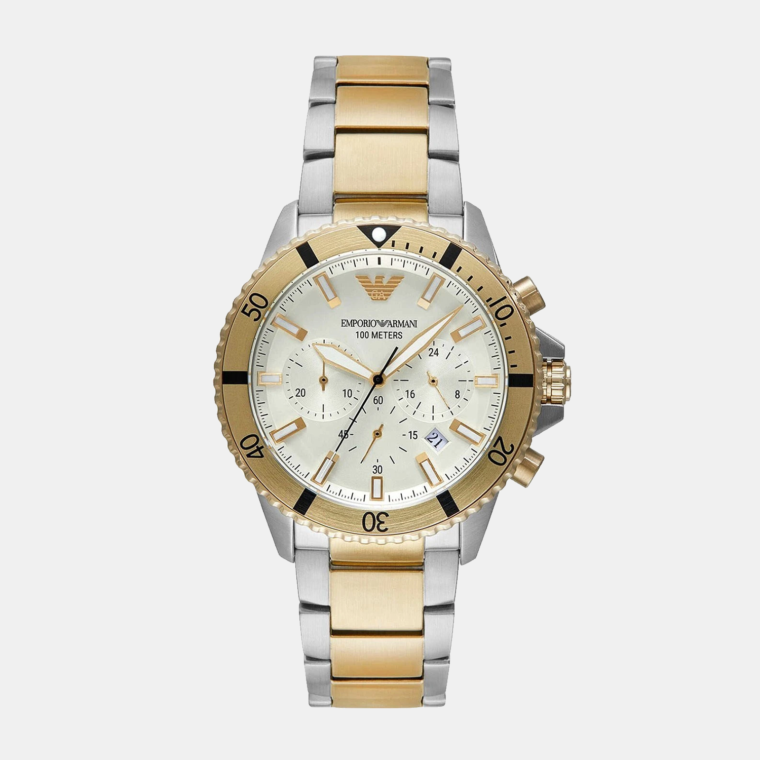 Emporio Armani Round Cream Chronograph watch