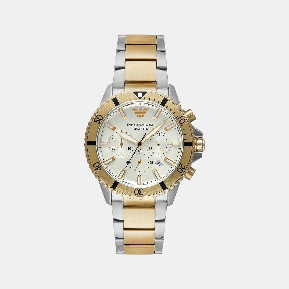 World explorer Men Quartz Cream Dial Chronograph Stainless Steel Watch AR11606