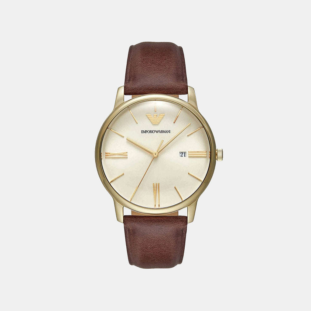 Minimalist Men Quartz Cream Dial Analog Leather Watch AR11610