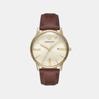 Minimalist Men Quartz Cream Dial Analog Leather Watch AR11610