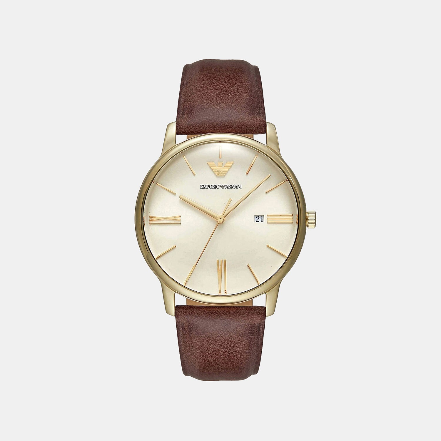 Minimalist Men Quartz Cream Dial Analog Leather Watch AR11610