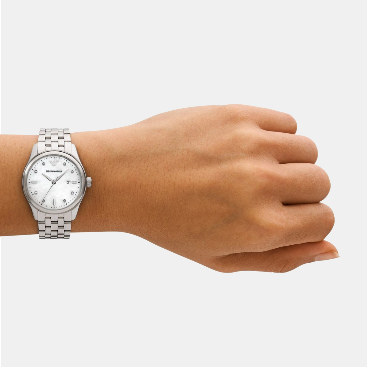Women Quartz Mother Of Pearl Dial Analog Stainless Steel Watch AR11614