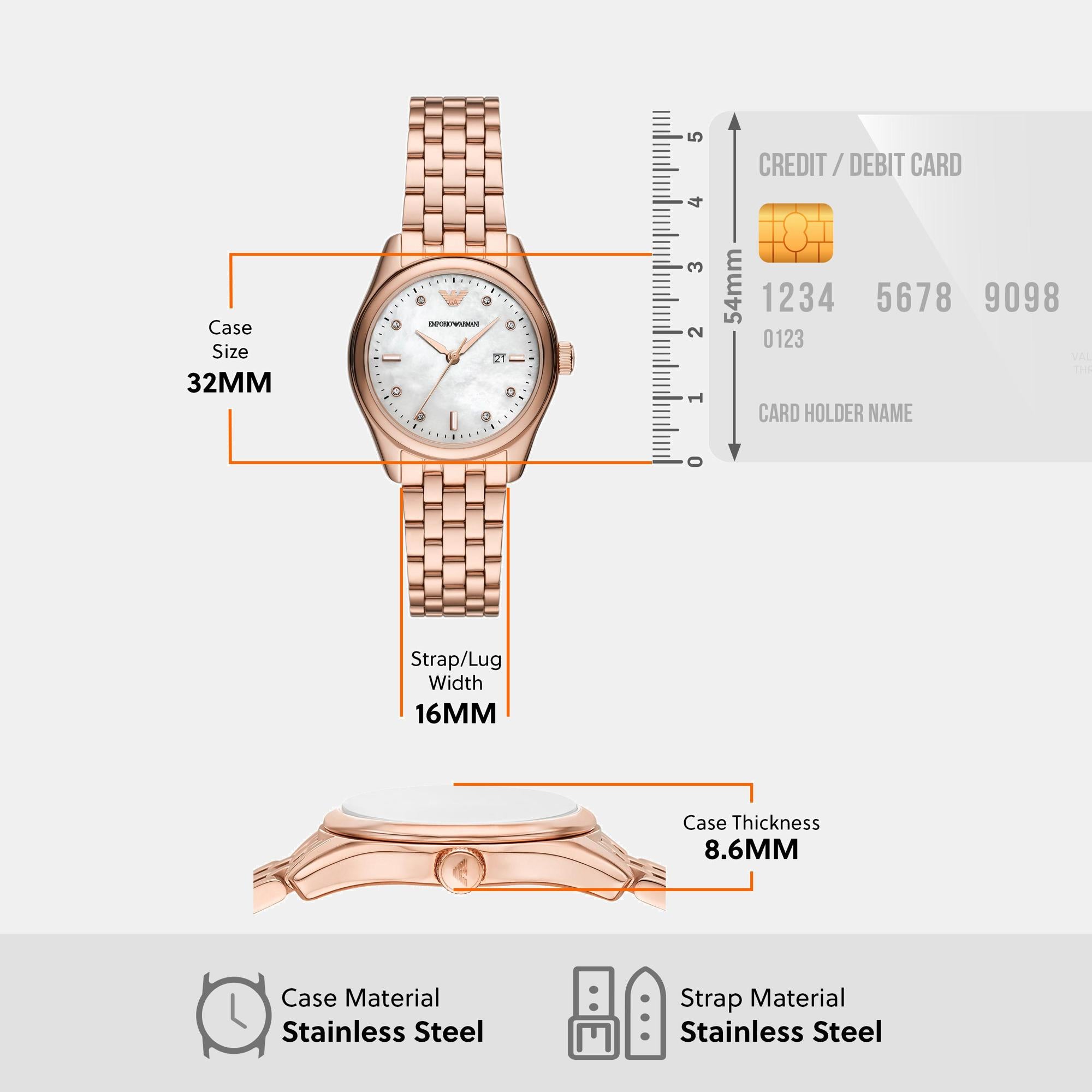 Na Women Quartz White Mother Of Pearl Dial Analog Stainless Steel Watch AR11615