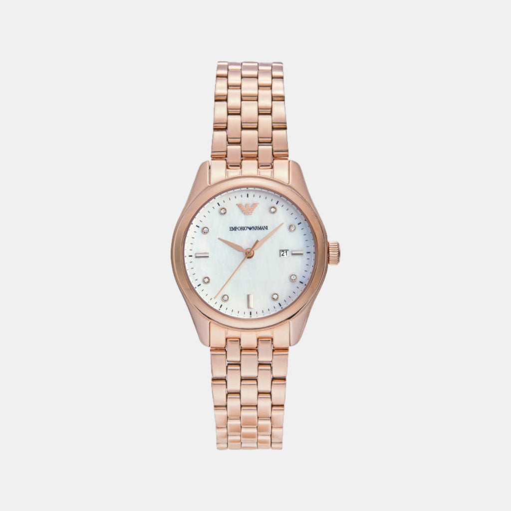 Na Women Quartz White Mother Of Pearl Dial Analog Stainless Steel Watch AR11615