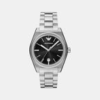 Na Men Quartz Black Dial Analog Stainless Steel Watch AR11622