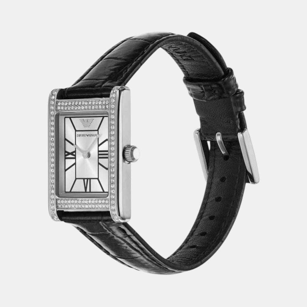 Women Quartz Silver Dial Analog Leather Watch AR11623