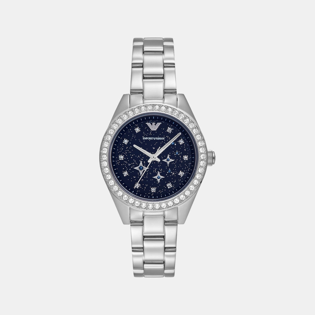 Women Quartz Blue Dial Analog Stainless Steel Watch AR11628