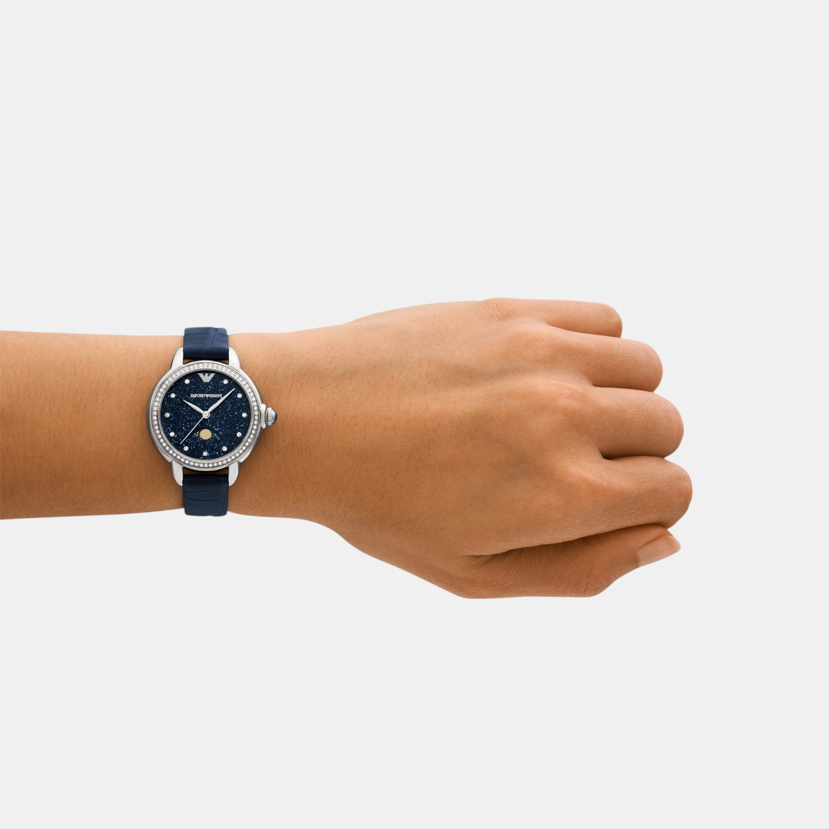 Women Quartz Blue Dial Analog Leather Watch AR11629
